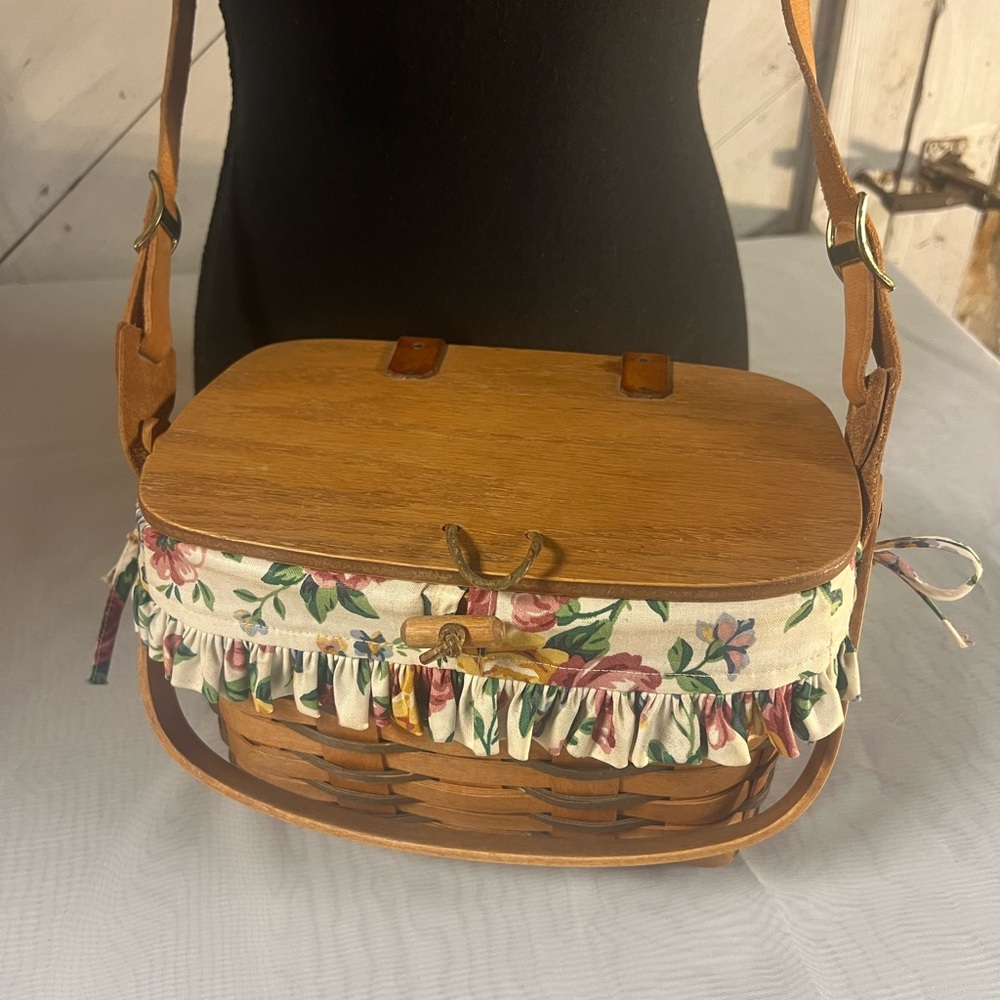 Longaberger purse Basket Bag with adjustable strap and liner